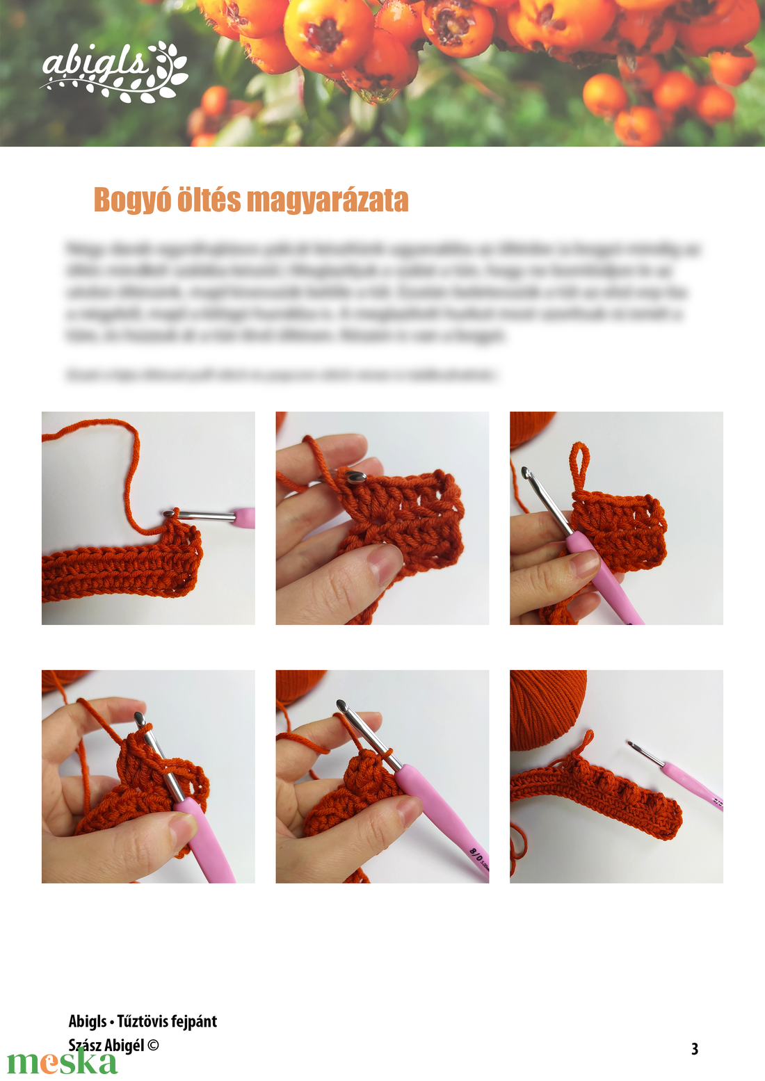 PDF HORGOLÁS MINTA - Tűztövis fejpánt - diy (csináld magad) - szabásminta, útmutató - Meska.hu