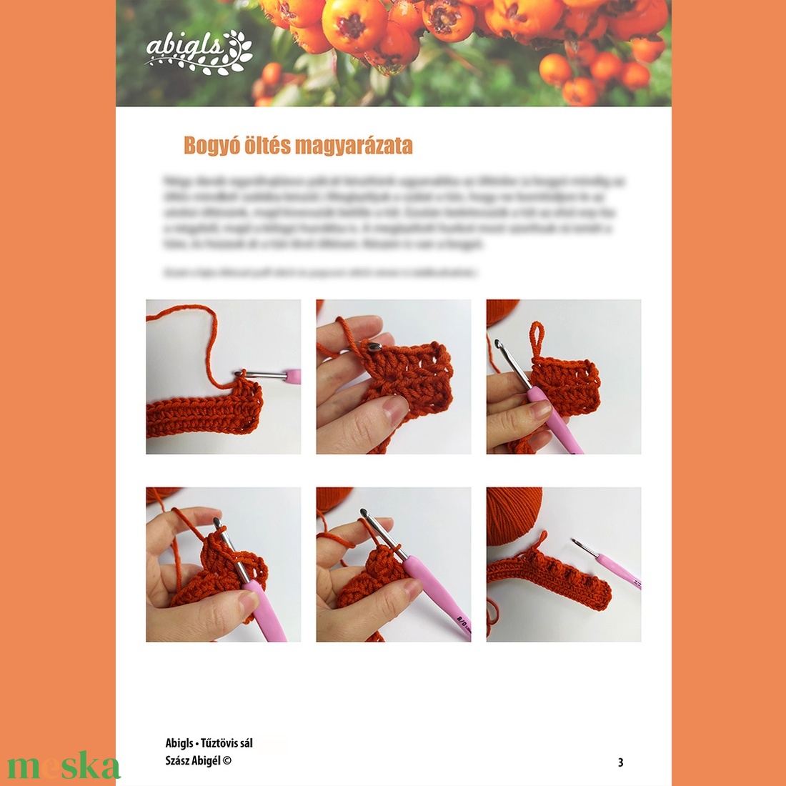 PDF HORGOLÁS MINTA - Tűztövis sál - diy (csináld magad) - szabásminta, útmutató - Meska.hu