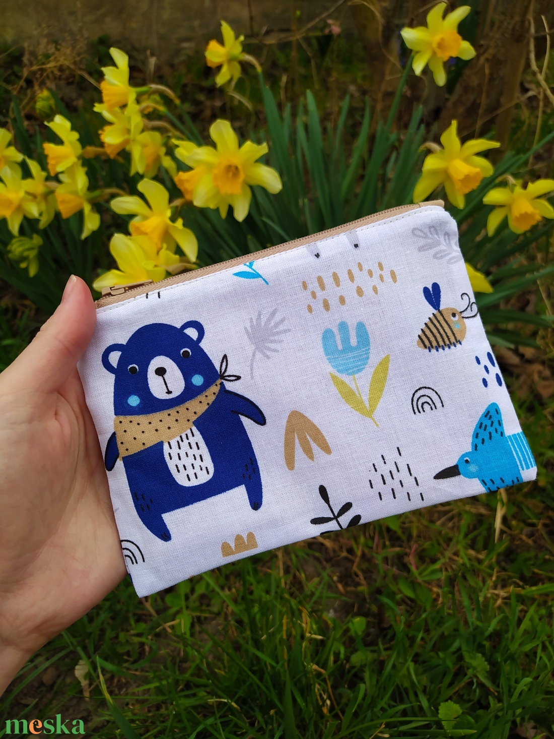 Sötétkék medvés mini neszesszer, állatos neszesszer - táska & tok - neszesszer - Meska.hu