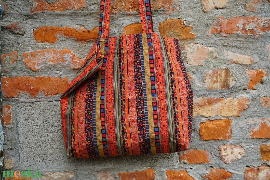 Piros mintás vászontáska / bevásárlótáska / szatyor / pamut válltáska / pakolós táska - táska & tok - bevásárlás & shopper táska - shopper, textiltáska, szatyor - Meska.hu