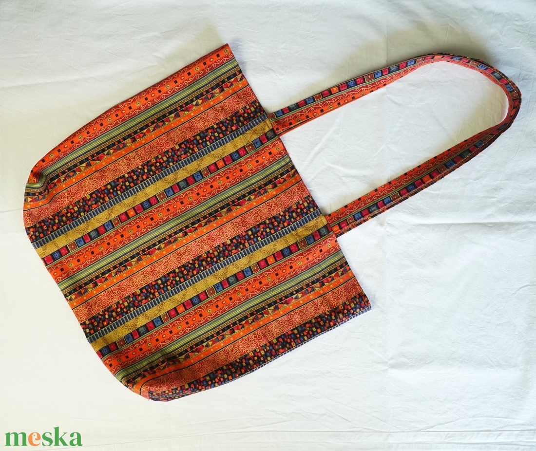 Piros mintás vászontáska / bevásárlótáska / szatyor / pamut válltáska / pakolós táska - táska & tok - bevásárlás & shopper táska - shopper, textiltáska, szatyor - Meska.hu