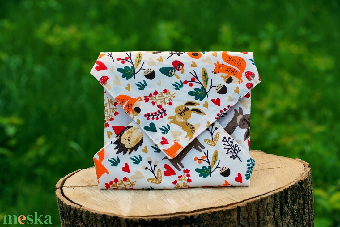 Újraszalvéta / mosható szendvics csomagoló / erdei állatos - táska & tok - uzsonna- & ebéd tartó - szendvics csomagoló - Meska.hu