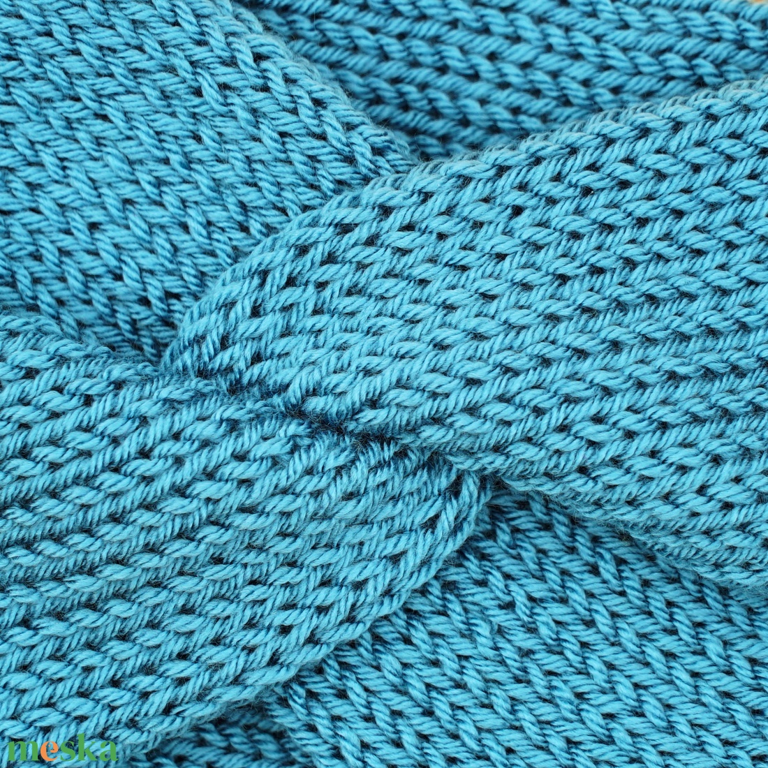 Kék kötött fülpánt / csavart fülmelegítő / fülvédő - ruha & divat - sál, sapka, kendő - fejpánt - Meska.hu