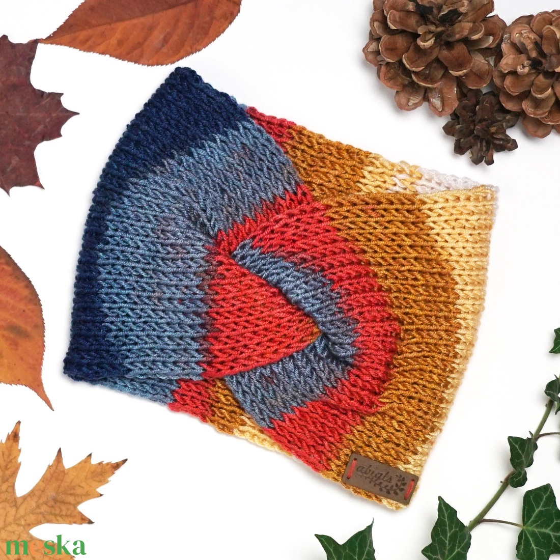 Színátmenetes kötött fülpánt / csavart fülmelegítő / fülvédő - ruha & divat - sál, sapka, kendő - fejpánt - Meska.hu