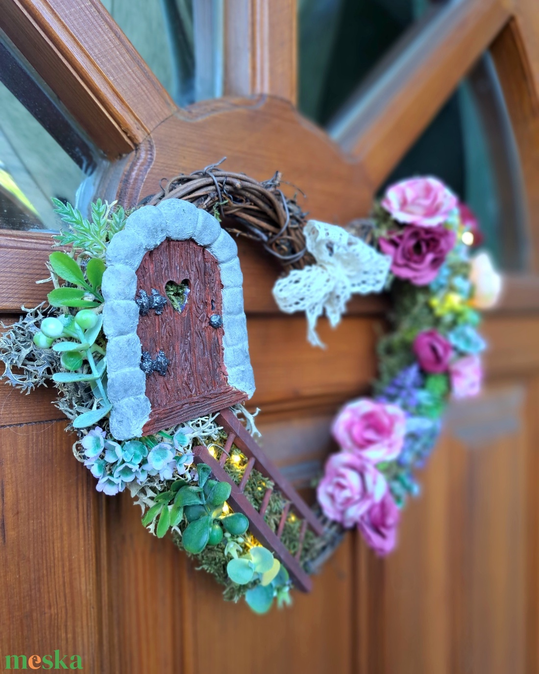 Szív alakú világító kopogtató - otthon & életmód - dekoráció - ajtó- és ablak dekoráció - ajtódísz & kopogtató - Meska.hu