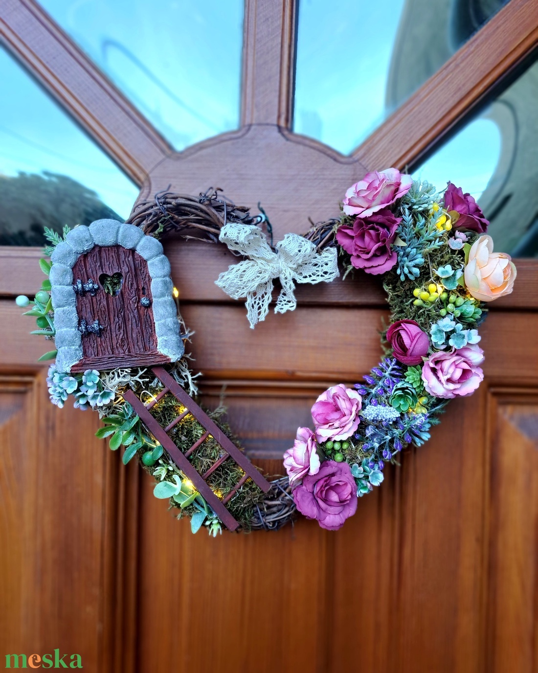 Szív alakú világító kopogtató - otthon & életmód - dekoráció - ajtó- és ablak dekoráció - ajtódísz & kopogtató - Meska.hu