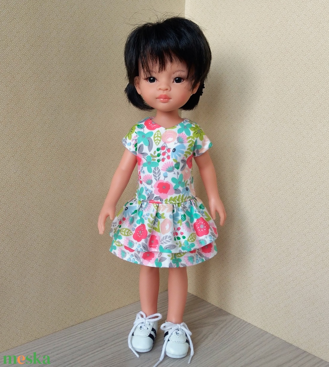 Paola Reina fodros aljú ruha  - játék & sport - baba & babaház - játékbaba, babakellék - Meska.hu