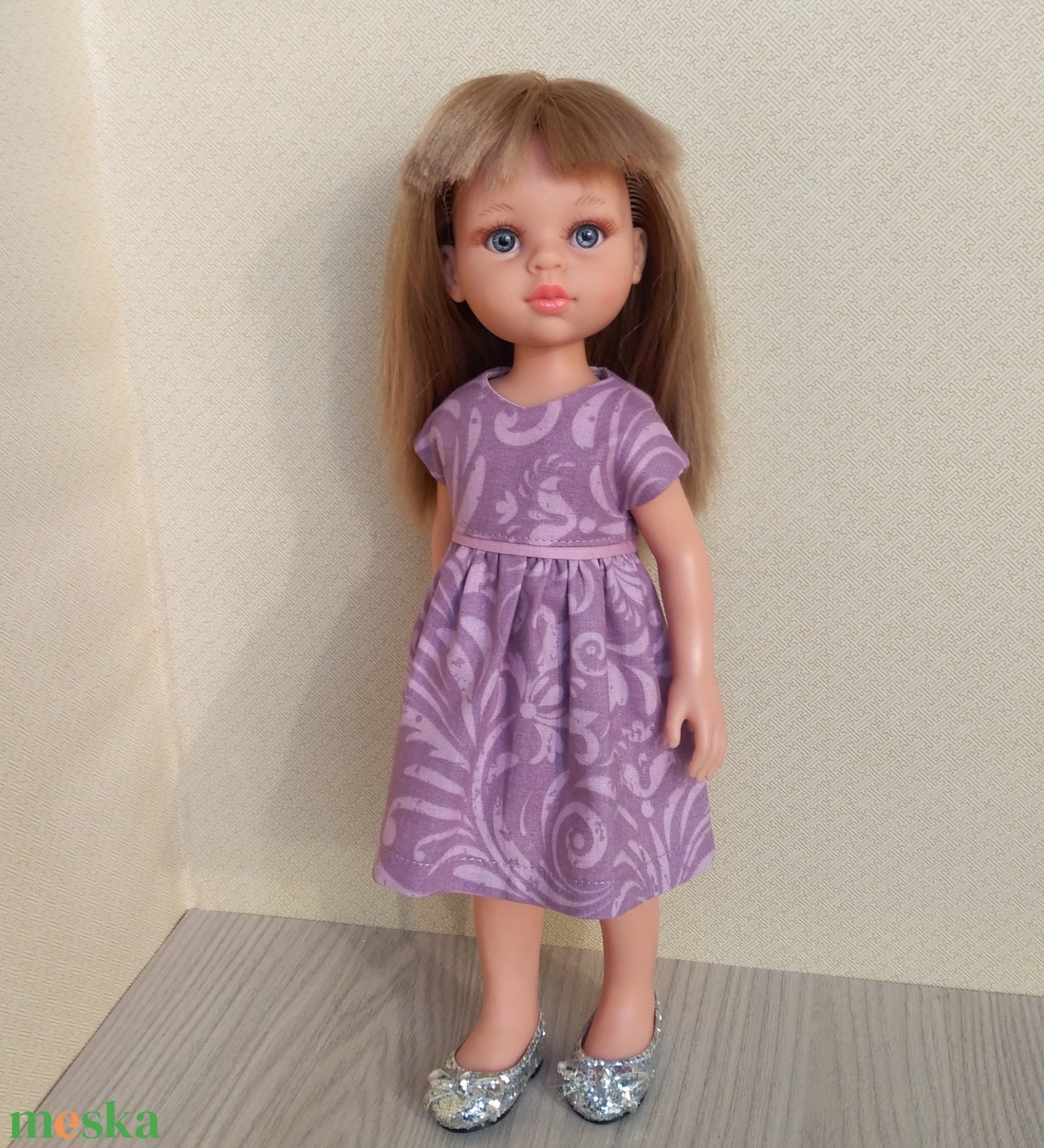 Paola Reina mályva öves ruha  - játék & sport - baba & babaház - játékbaba, babakellék - Meska.hu