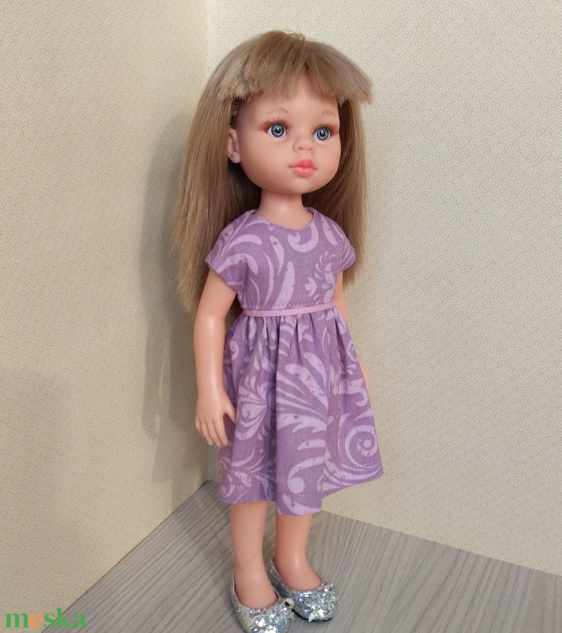 Paola Reina mályva öves ruha  - játék & sport - baba & babaház - játékbaba, babakellék - Meska.hu