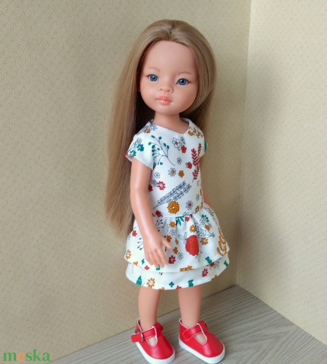 Paola Reina dupla fodros ruha  - játék & sport - baba & babaház - játékbaba, babakellék - Meska.hu