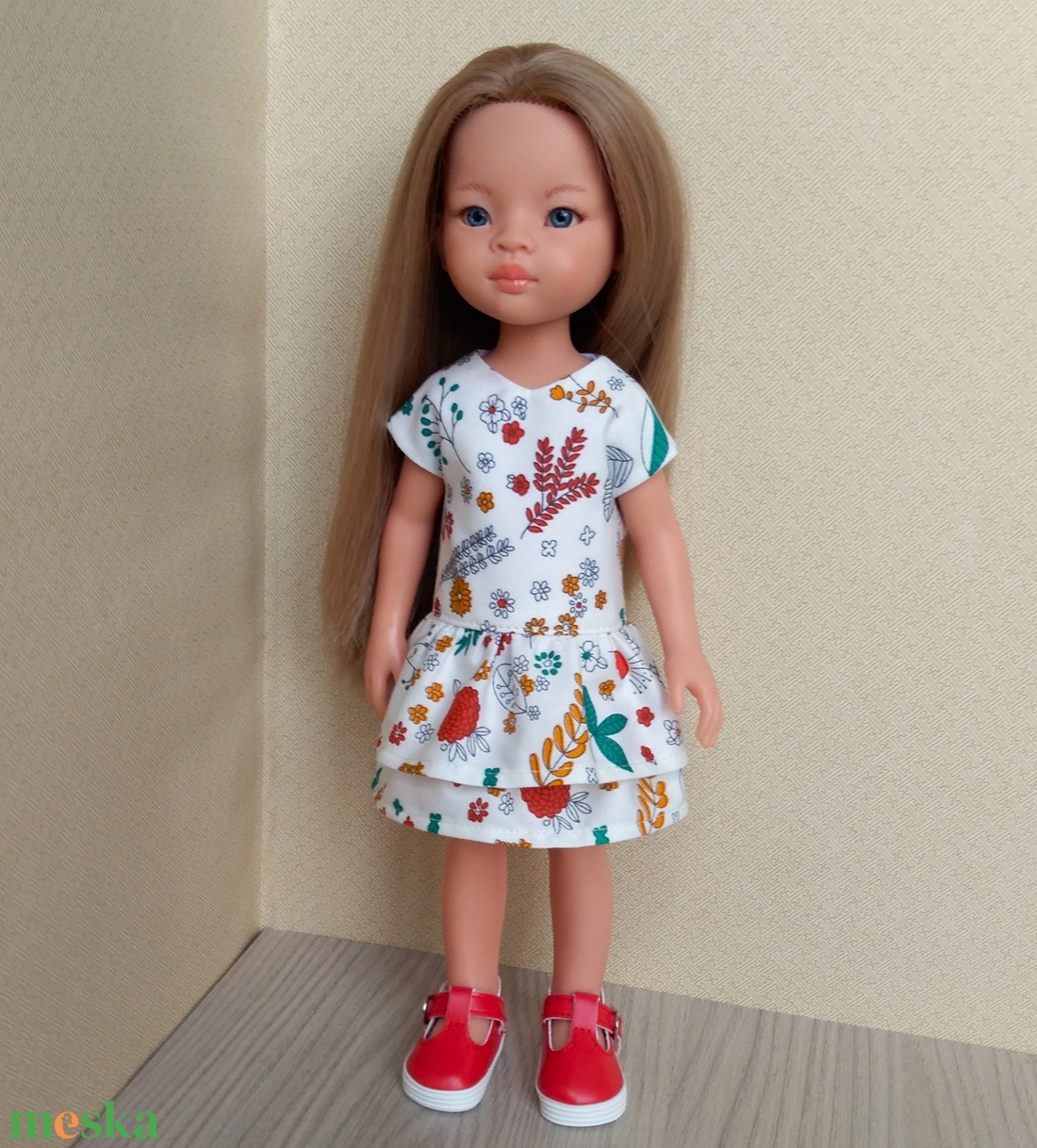 Paola Reina dupla fodros ruha  - játék & sport - baba & babaház - játékbaba, babakellék - Meska.hu