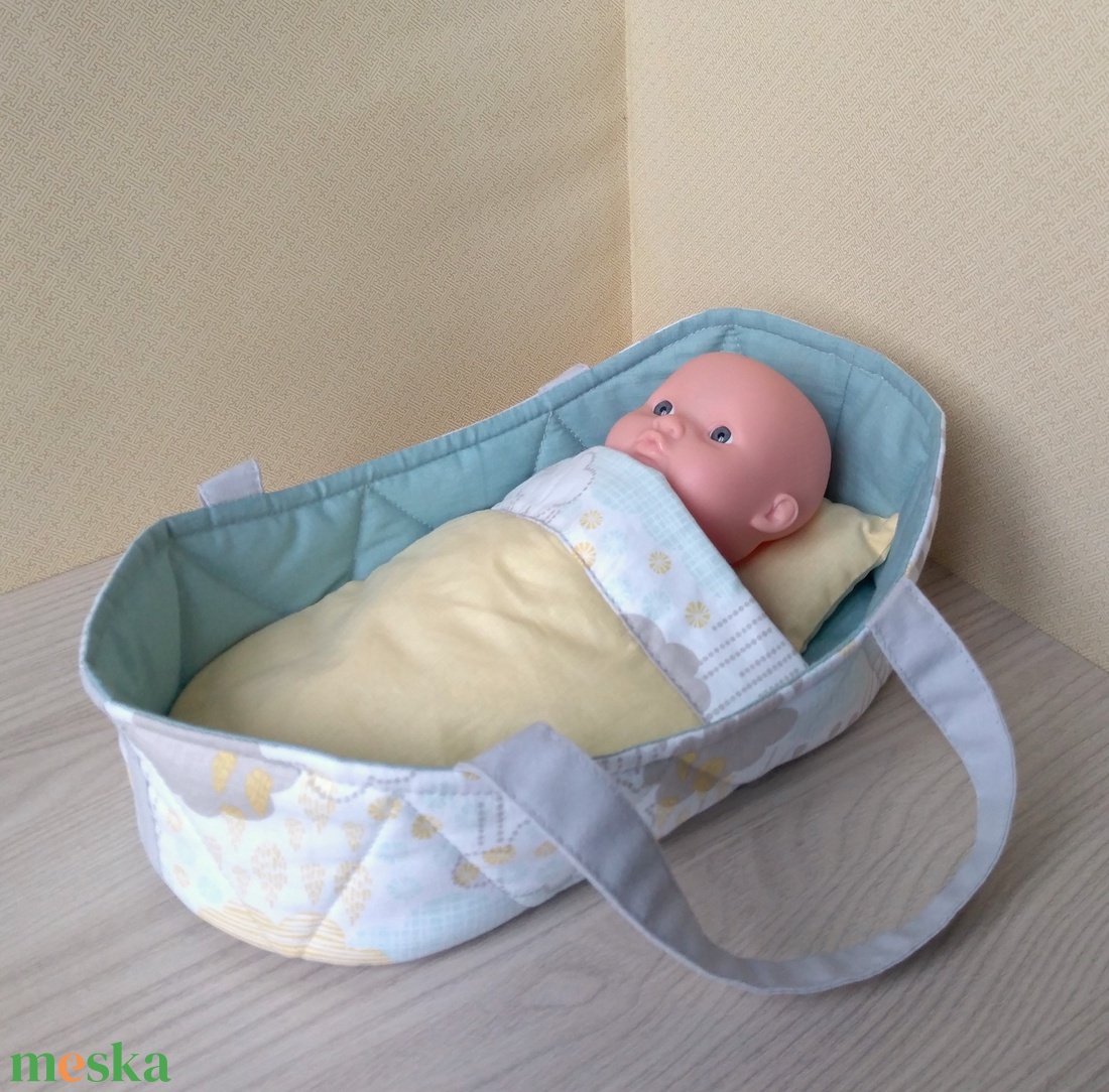 Mózeskosár 20-25 cm-s játékbabáknak, mackóknak - játék & sport - baba & babaház - játékbaba, babakellék - Meska.hu