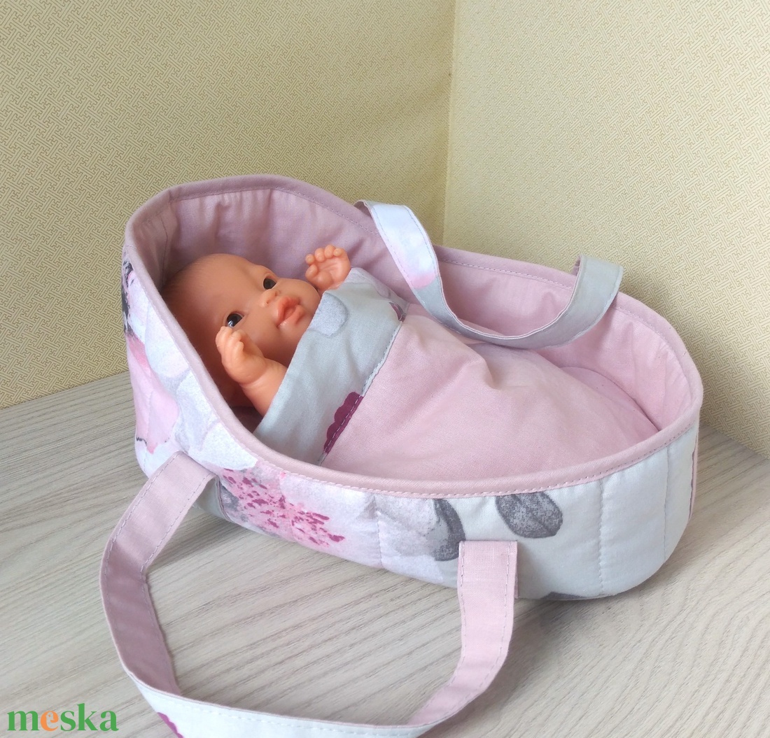 Mózeskosár 20-25 cm-s babáknak - játék & sport - baba & babaház - játékbaba, babakellék - Meska.hu