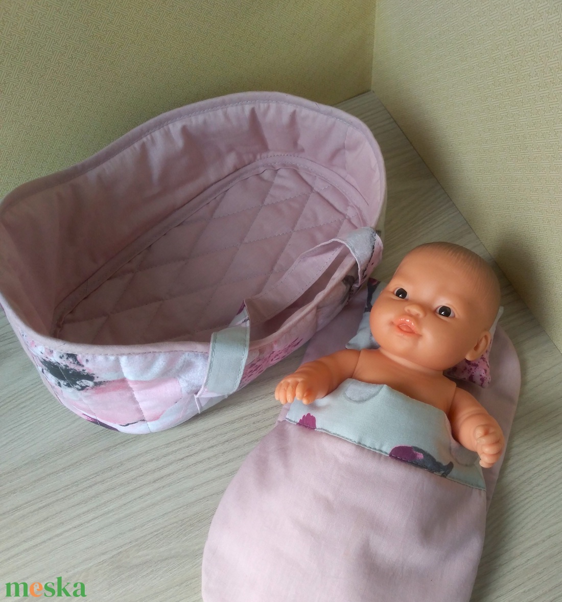 Mózeskosár 20-25 cm-s babáknak - játék & sport - baba & babaház - játékbaba, babakellék - Meska.hu