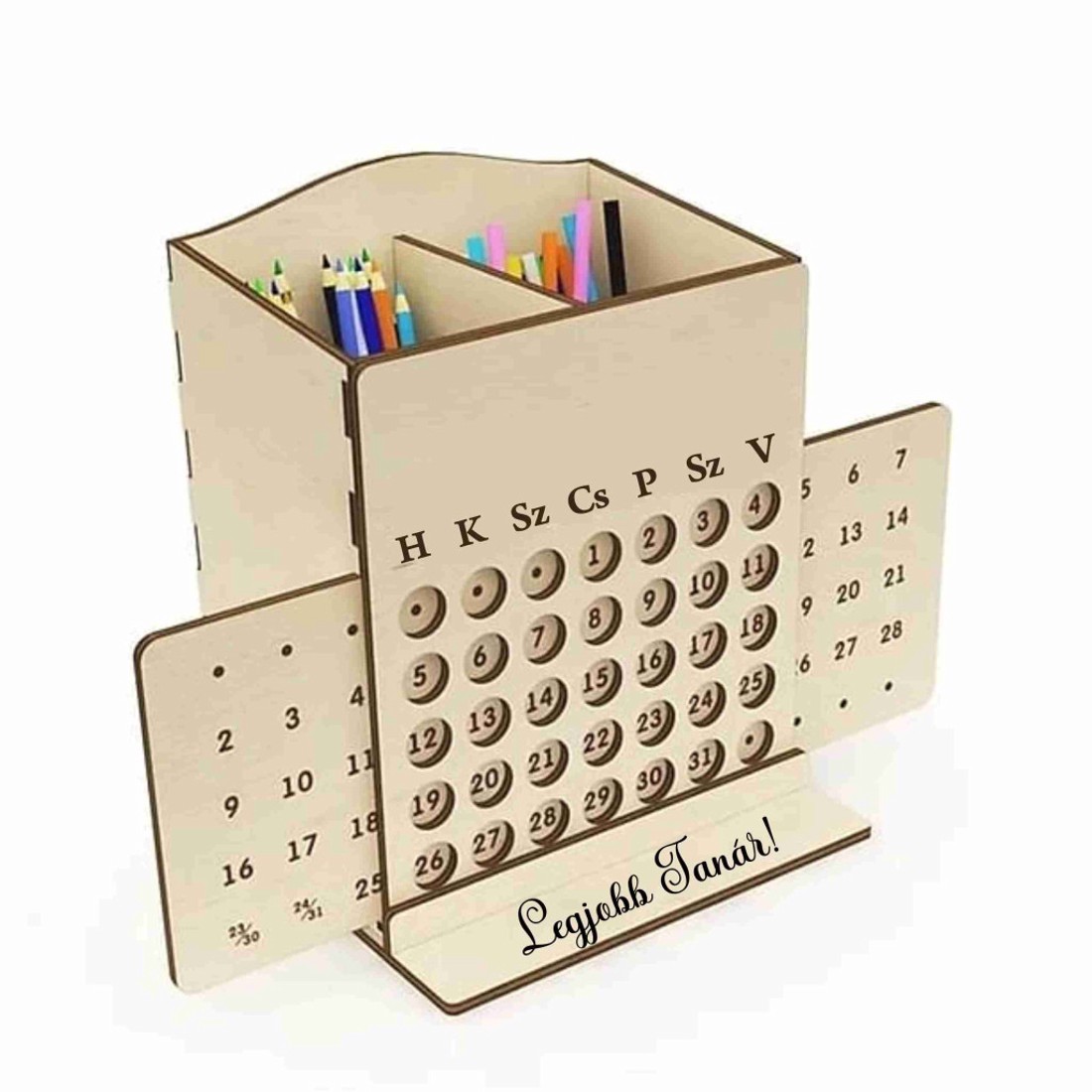 Ballagási ajándék tanároknak � feliratozott fa tolltartó öröknaptár | Pedagógus ajándék - otthon & életmód - dekoráció - dísztárgy - Meska.hu