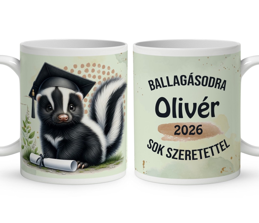 Névvel kérhető Borz - 2026 évi Ballagásra mintás bögre - otthon & életmód - konyhafelszerelés, tálalás - tálalás - bögre & csésze - Meska.hu