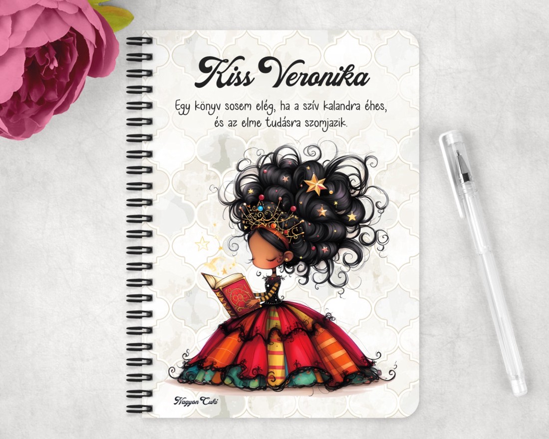 Személyre szabható - Szépséges könyv hercegnő mintás A5-ös füzet - otthon & életmód - papír, írószer - jegyzetfüzet & napló - Meska.hu