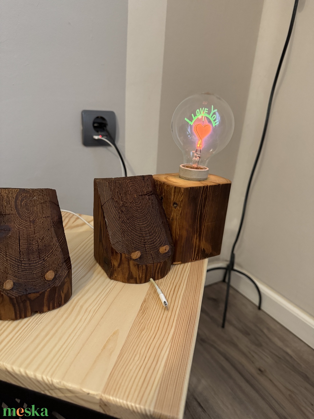 Éjjeli lámpa vagy ahogy én hívom Éji Gerendácska � Antik mobilbölcső (Egyedi, 50 éves fagerendából) - otthon & életmód - lámpa - asztali lámpa - Meska.hu