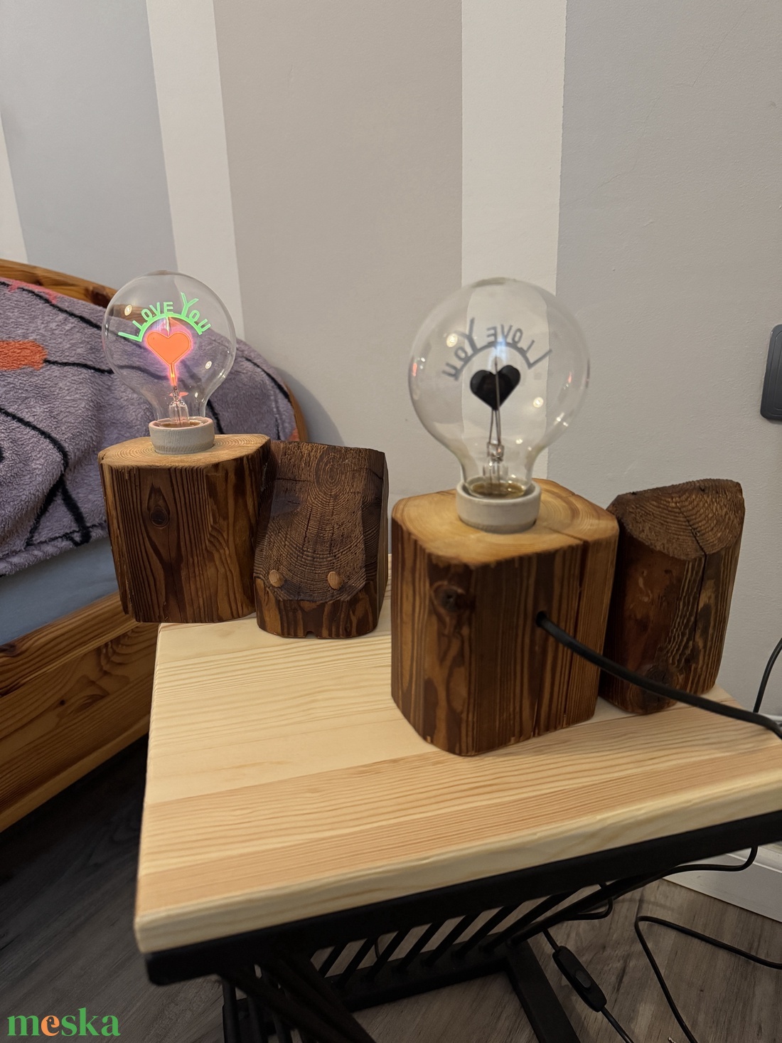 Éjjeli lámpa vagy ahogy én hívom Éji Gerendácska � Antik mobilbölcső (Egyedi, 50 éves fagerendából) - otthon & életmód - lámpa - asztali lámpa - Meska.hu