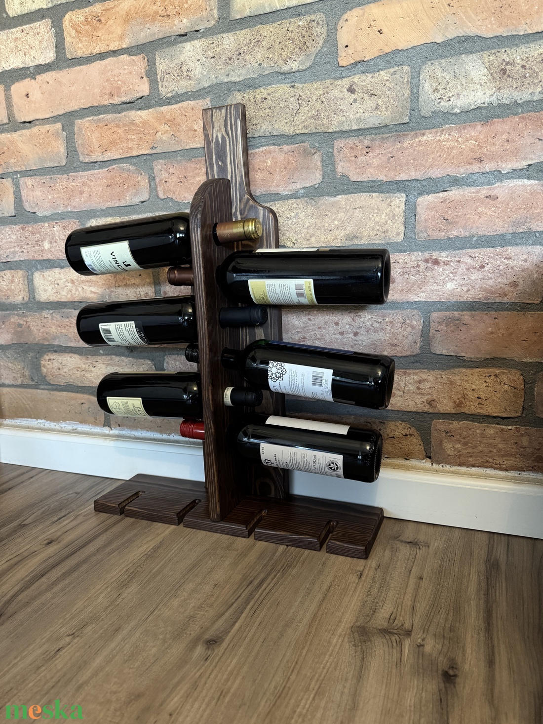 Egyedi 6 palackos fali bortartó és pohártartóval! - otthon & életmód - konyhafelszerelés, tálalás - tálalás - bortartó - Meska.hu