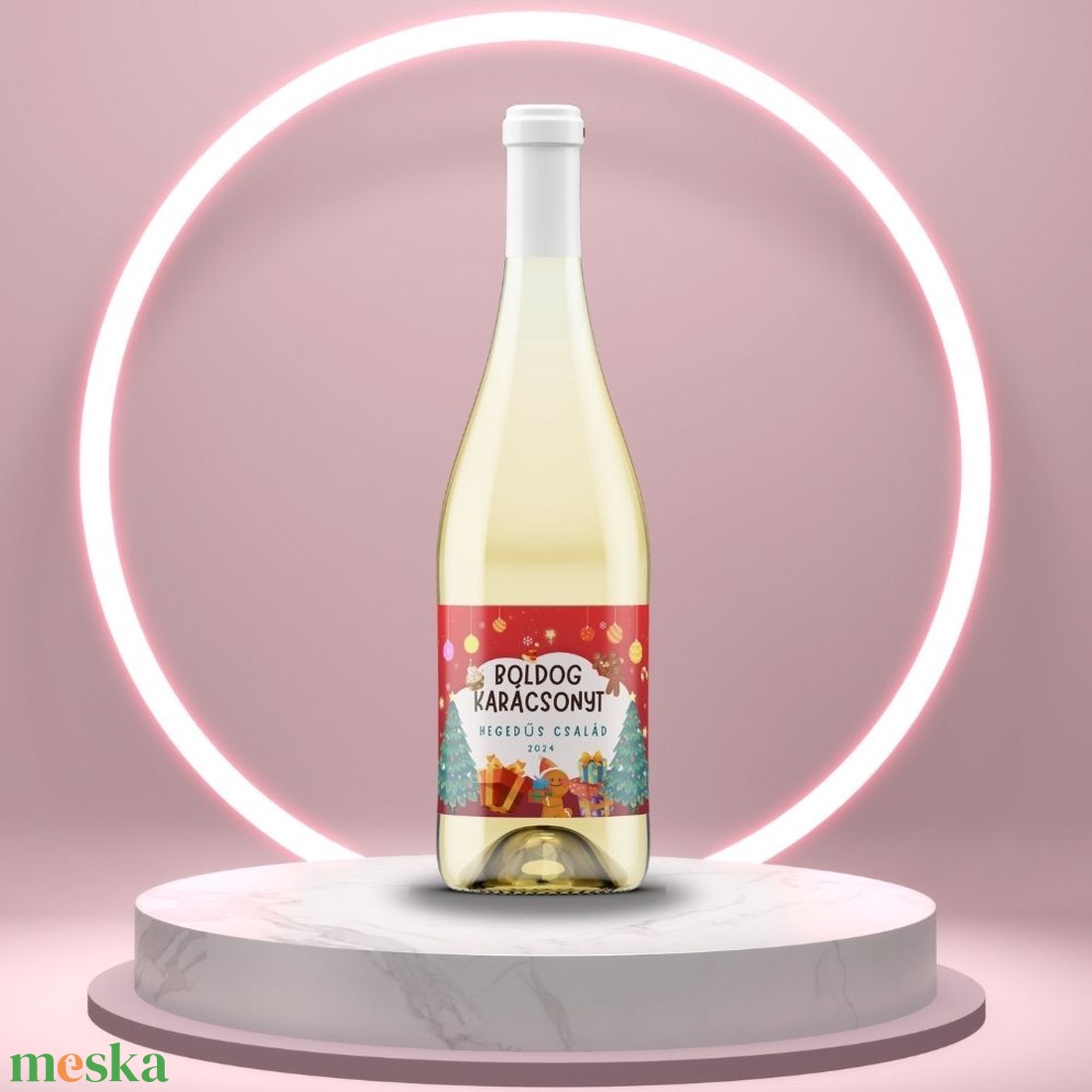 Karácsonyi üveg címke ajándékokkal és mézeskaláccsal - élelmiszer - öntapadós címke - Meska.hu