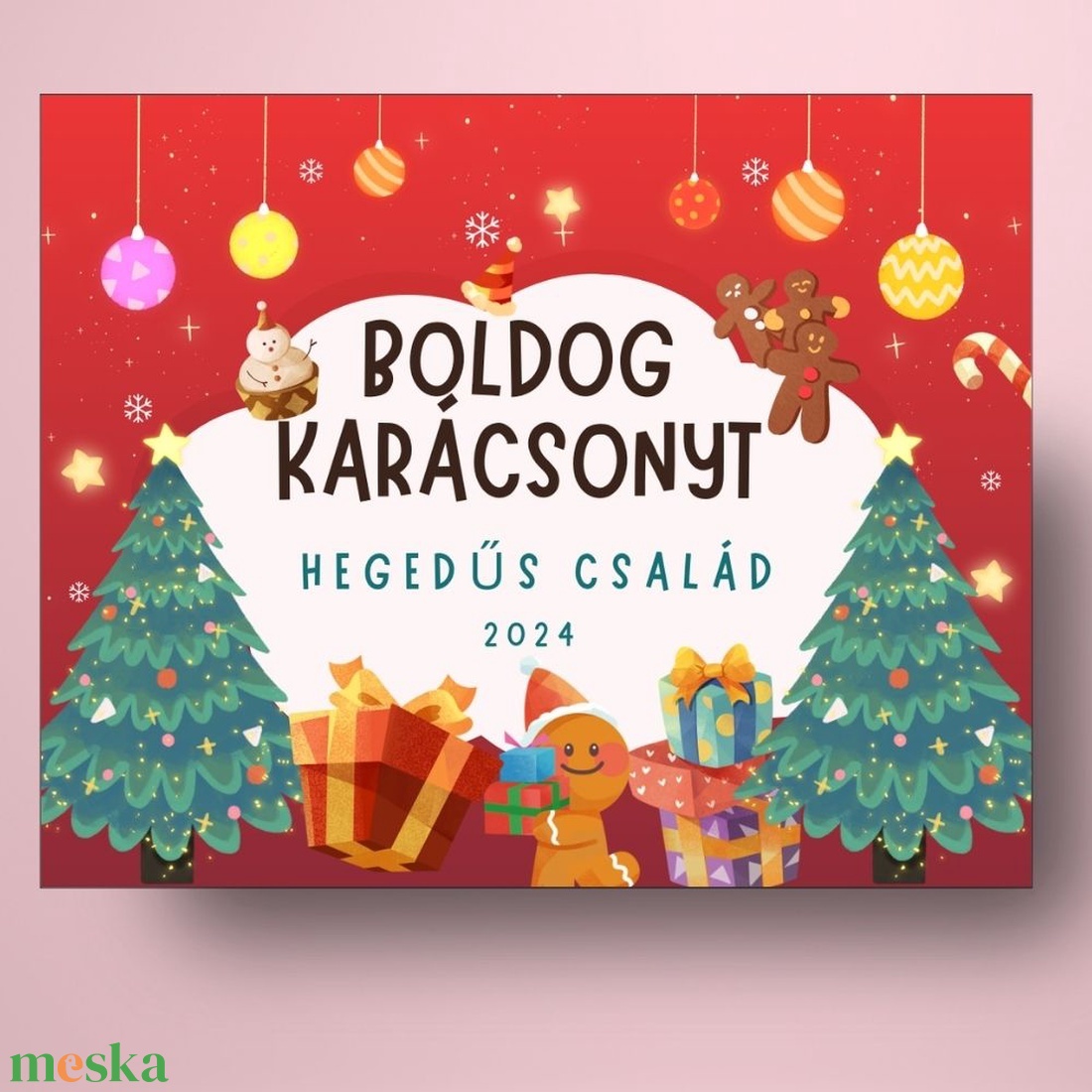 Karácsonyi üveg címke ajándékokkal és mézeskaláccsal - élelmiszer - öntapadós címke - Meska.hu