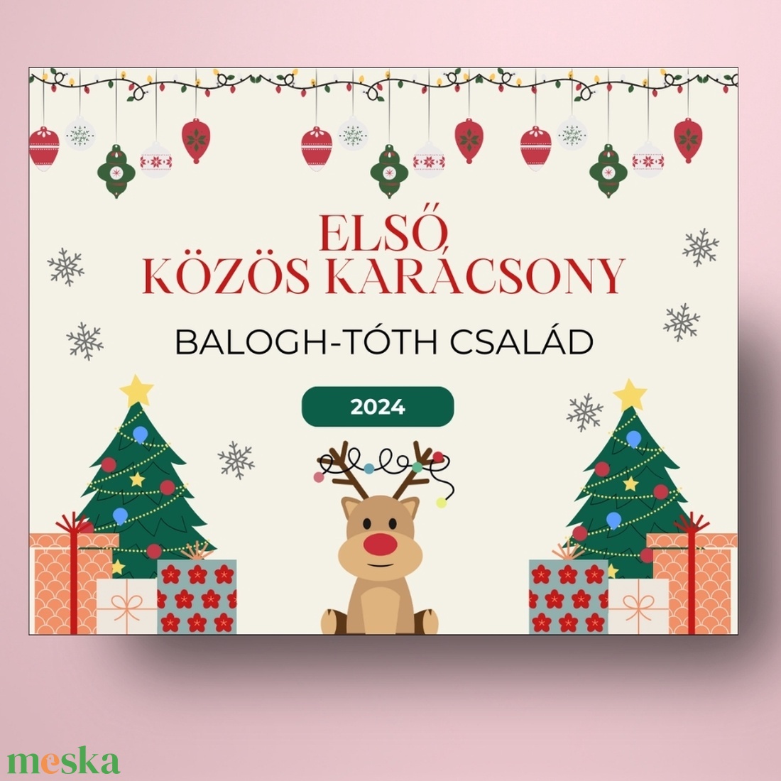 Karácsonyi üveg címke szarvasos -  - Meska.hu