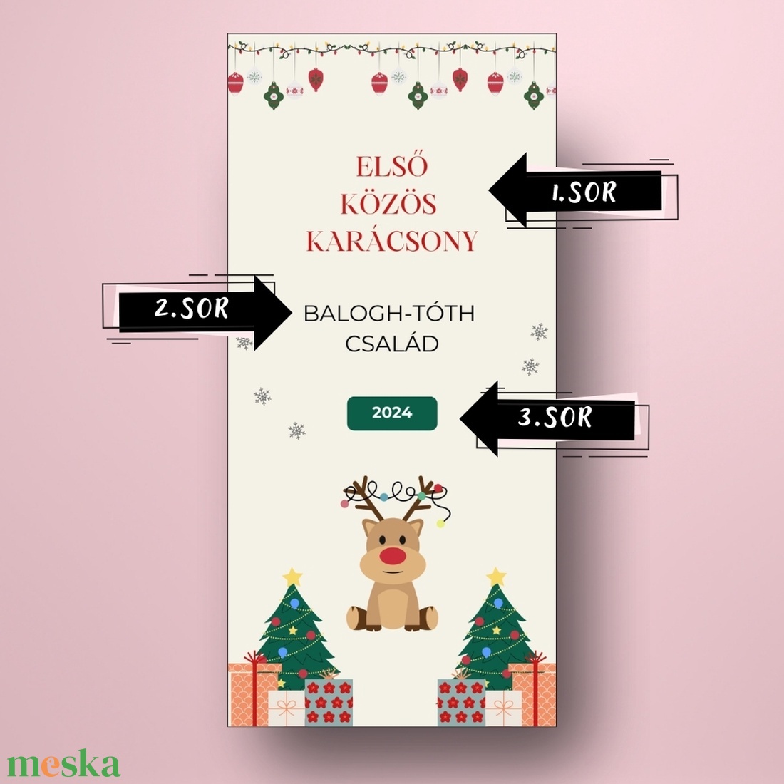 Karácsonyi üveg címke szarvasos -  - Meska.hu