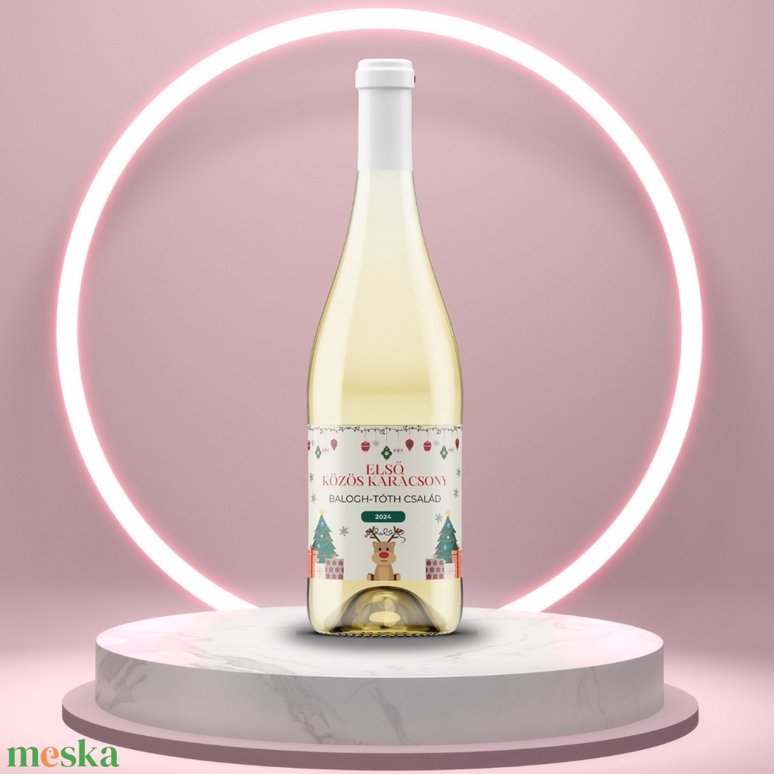 Karácsonyi üveg címke szarvasos -  - Meska.hu