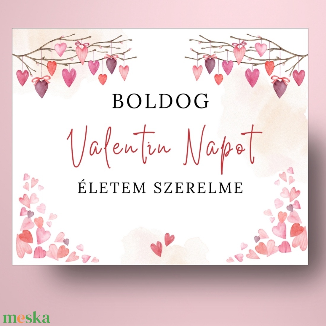 Valentin napi üveg címke - festett szívekkel a faágakon - élelmiszer - alkoholos italok - Meska.hu