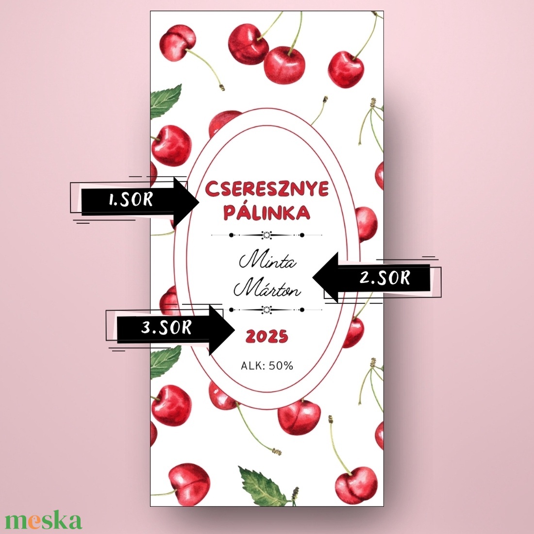 Cseresznye pálinka - öntapadós üveg címke - rajzolt leveles cseresznyékkel - élelmiszer - alkoholos italok - Meska.hu Cseresznye pálinka - öntapadós üveg címke - rajzolt leveles cseresznyékkel - élelmiszer - alkoholos italok - Meska.hu