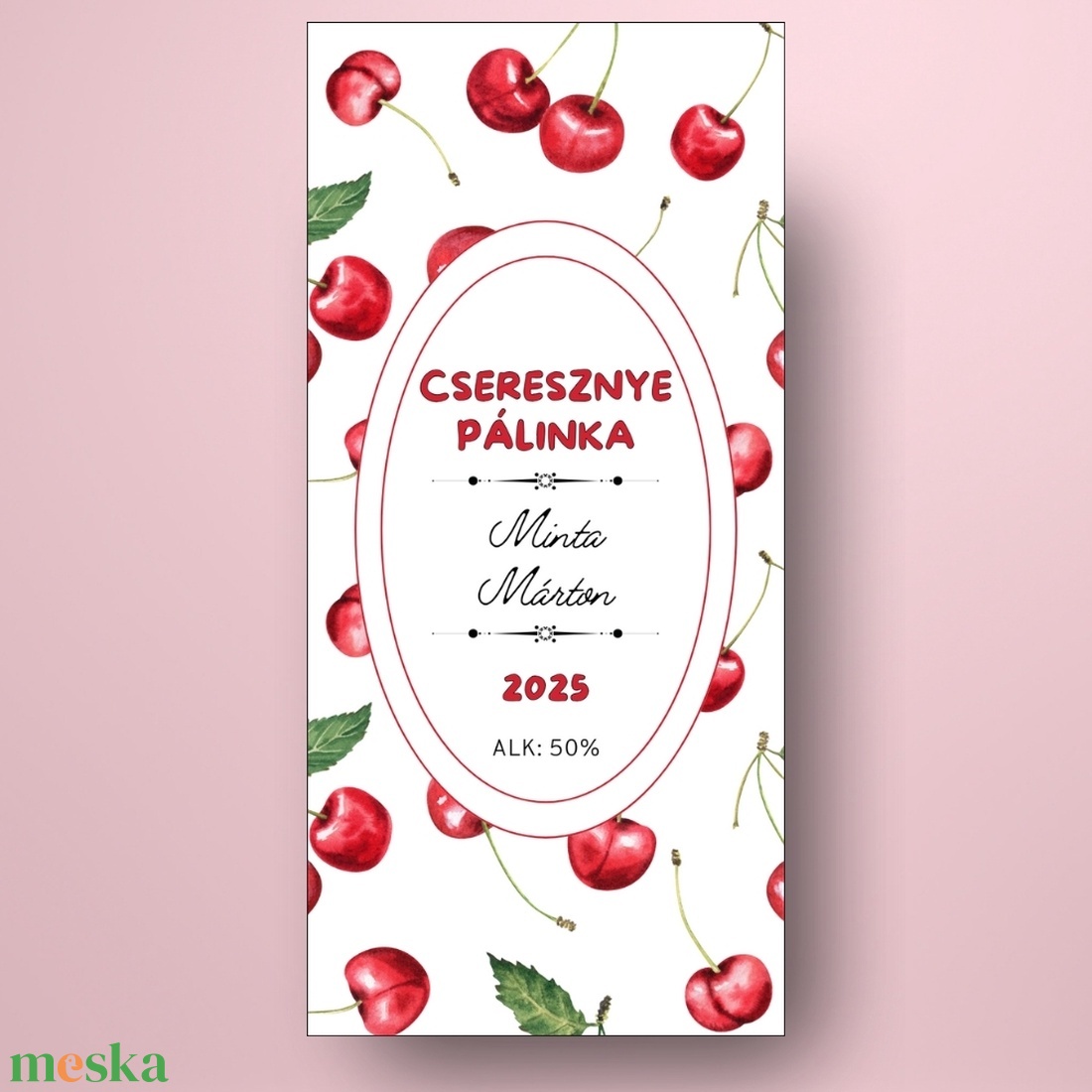 Cseresznye pálinka - öntapadós üveg címke - rajzolt leveles cseresznyékkel - élelmiszer - alkoholos italok - Meska.hu Cseresznye pálinka - öntapadós üveg címke - rajzolt leveles cseresznyékkel - élelmiszer - alkoholos italok - Meska.hu