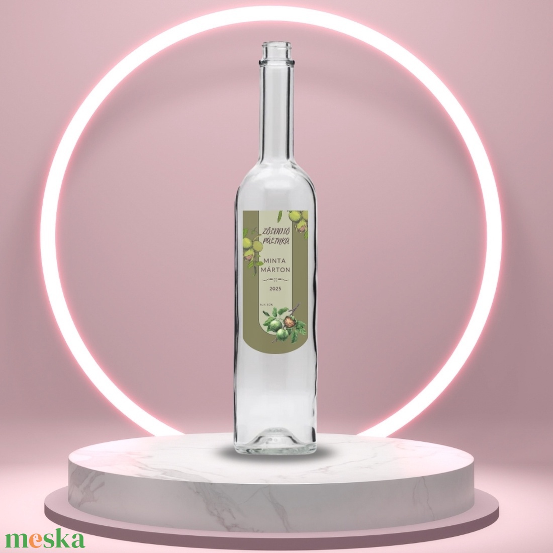 Zölddió pálinka - öntapadós üveg címke - zölddió minta rajzolt hatással - élelmiszer - alkoholos italok - Meska.hu