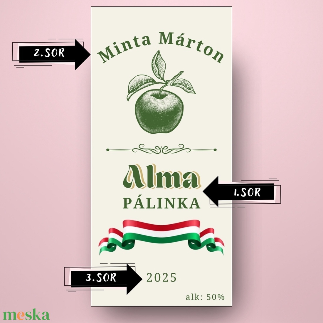 Alma pálinka - öntapadós üveg címke - klasszikus stílus és magyar zászló - élelmiszer - alkoholos italok - Meska.hu Alma pálinka - öntapadós üveg címke - klasszikus stílus és magyar zászló - élelmiszer - alkoholos italok - Meska.hu