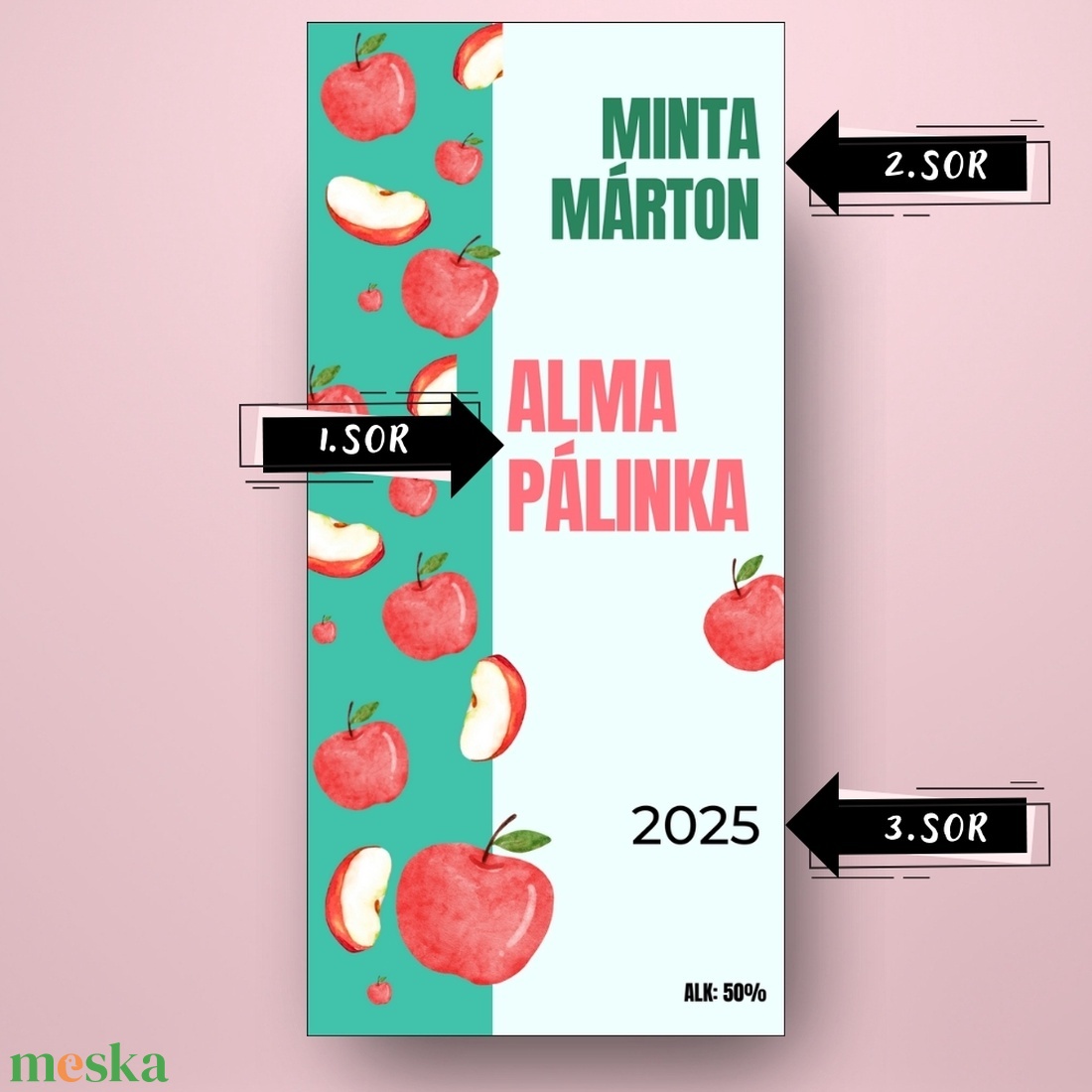 Alma pálinka - öntapadós üveg címke - zöld alapon piros almákkal - élelmiszer - alkoholos italok - Meska.hu Alma pálinka - öntapadós üveg címke - zöld alapon piros almákkal - élelmiszer - alkoholos italok - Meska.hu