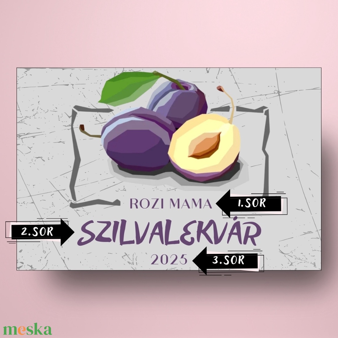 Szilvalekvár - öntapadós üveg címke - geometrikus szilvákkal - élelmiszer - lekvár - Meska.hu