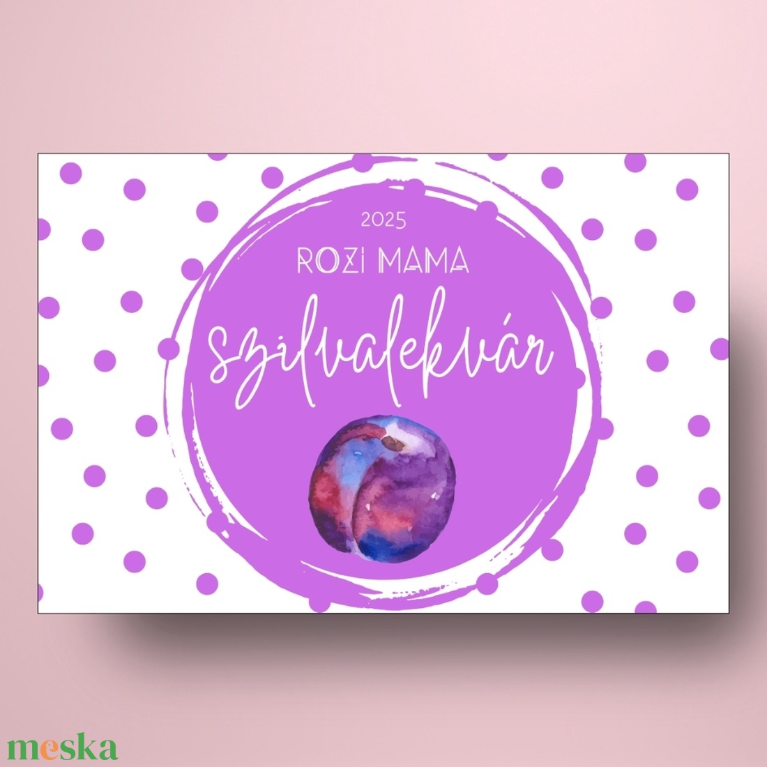 Szilvalekvár - öntapadós üveg címke - pöttyös alapon festett szilvával - élelmiszer - lekvár - Meska.hu