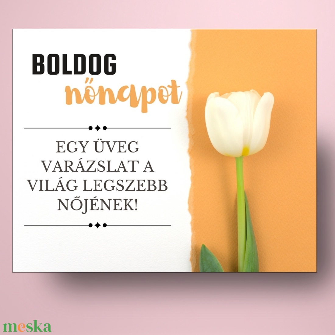 Nő napi üveg címke - narancssárga alapon fehér tulipánnal - élelmiszer - alkoholos italok - Meska.hu Nő napi üveg címke - narancssárga alapon fehér tulipánnal - élelmiszer - alkoholos italok - Meska.hu