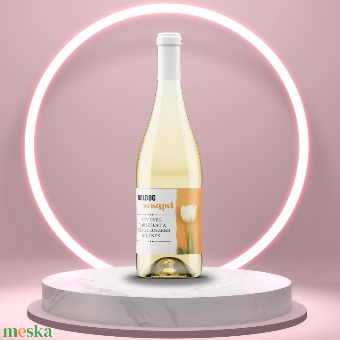 Nő napi üveg címke - narancssárga alapon fehér tulipánnal - élelmiszer - alkoholos italok - Meska.hu Nő napi üveg címke - narancssárga alapon fehér tulipánnal - élelmiszer - alkoholos italok - Meska.hu