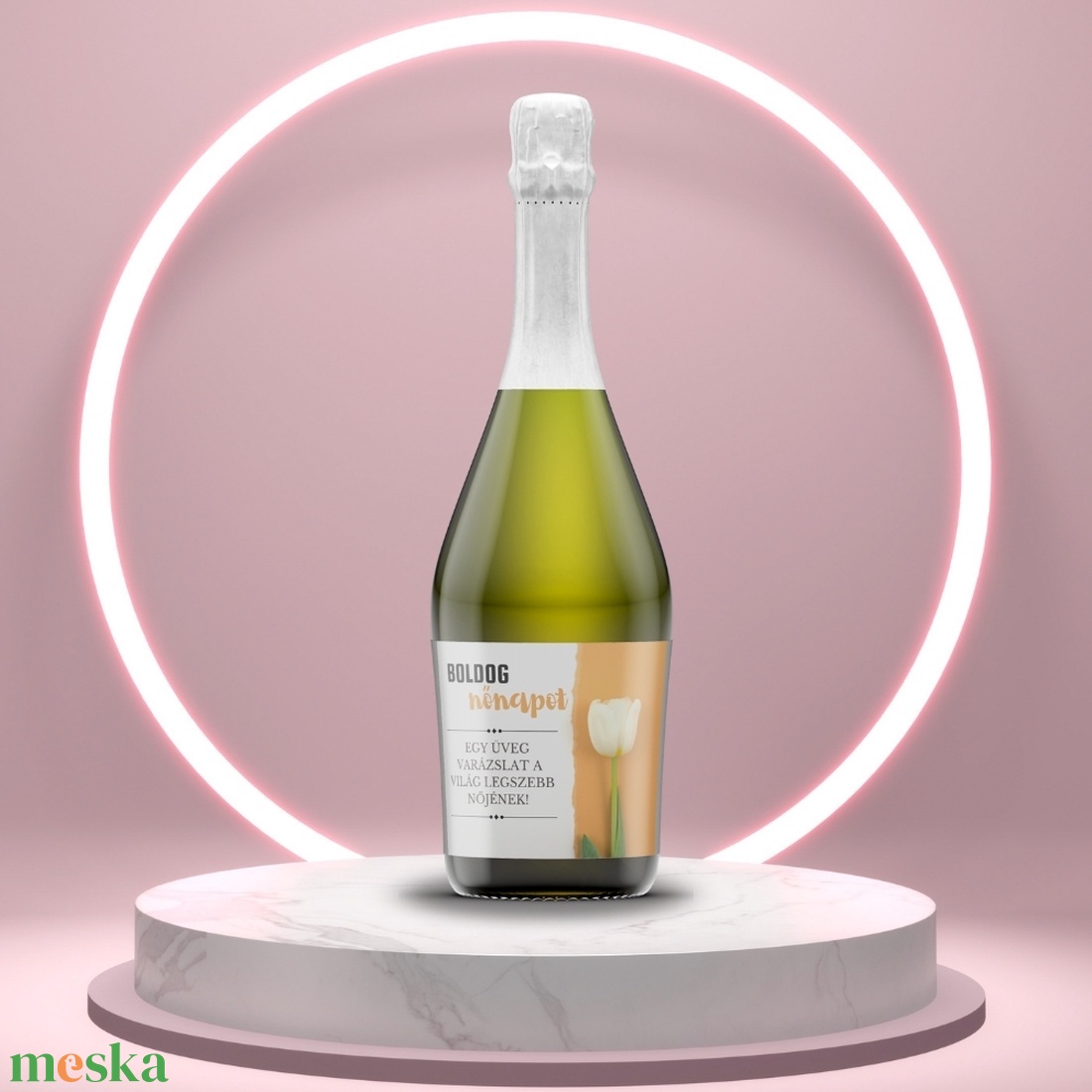 Nő napi üveg címke - narancssárga alapon fehér tulipánnal - élelmiszer - alkoholos italok - Meska.hu Nő napi üveg címke - narancssárga alapon fehér tulipánnal - élelmiszer - alkoholos italok - Meska.hu