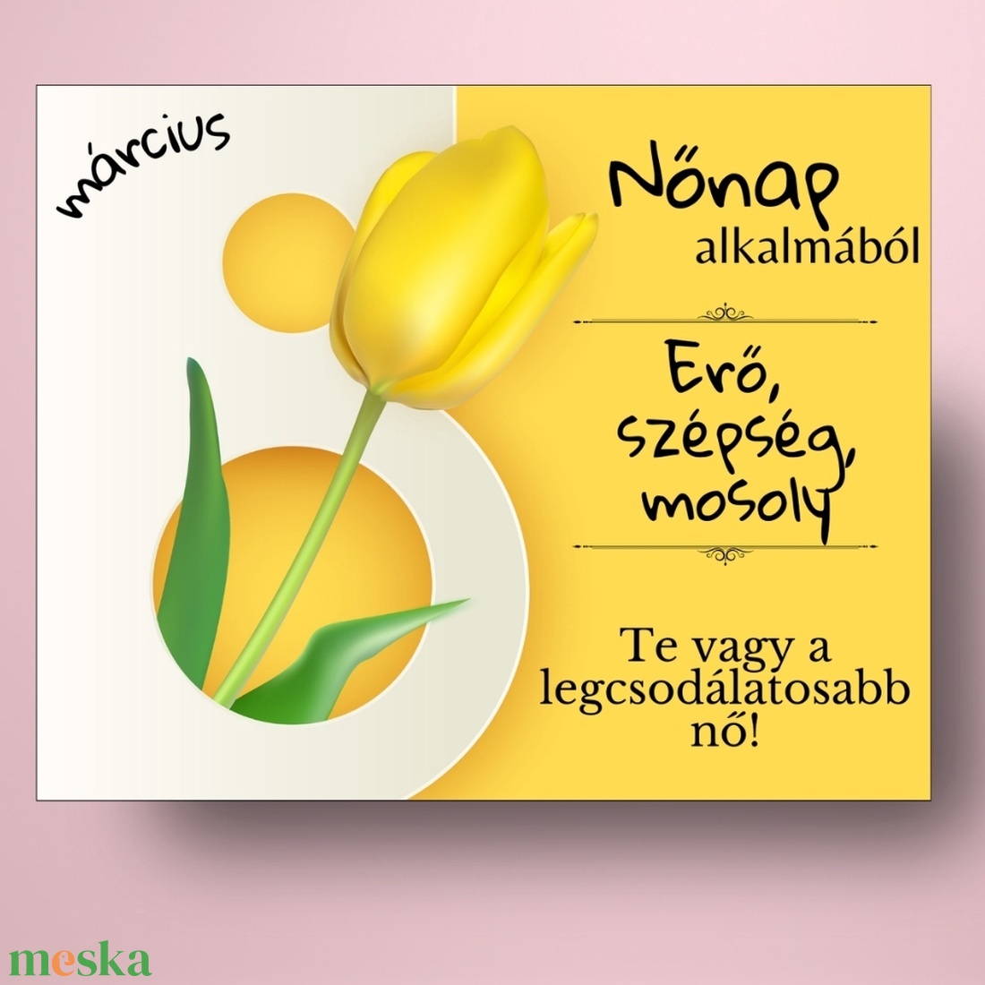 Nő napi üveg címke - sárga tulipánnal - élelmiszer - alkoholos italok - Meska.hu