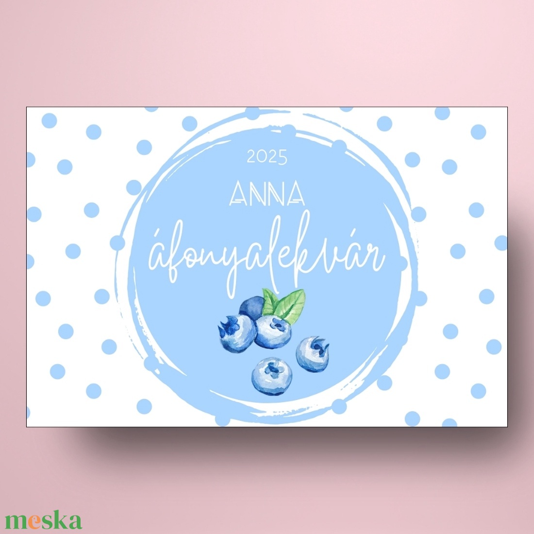 Áfonyalekvár - öntapadós üveg címke - pöttyös alapon festett áfonyákkal - élelmiszer - lekvár - Meska.hu