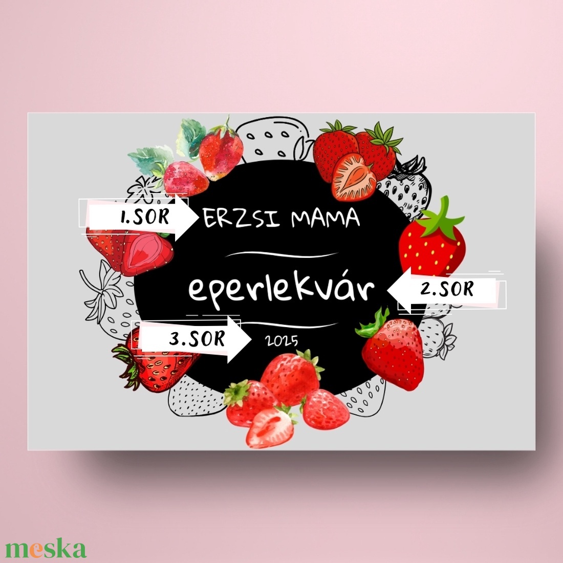 Eperlekvár - öntapadós üveg címke - modern eper rajzokkal - élelmiszer - lekvár - Meska.hu Eperlekvár - öntapadós üveg címke - modern eper rajzokkal - élelmiszer - lekvár - Meska.hu