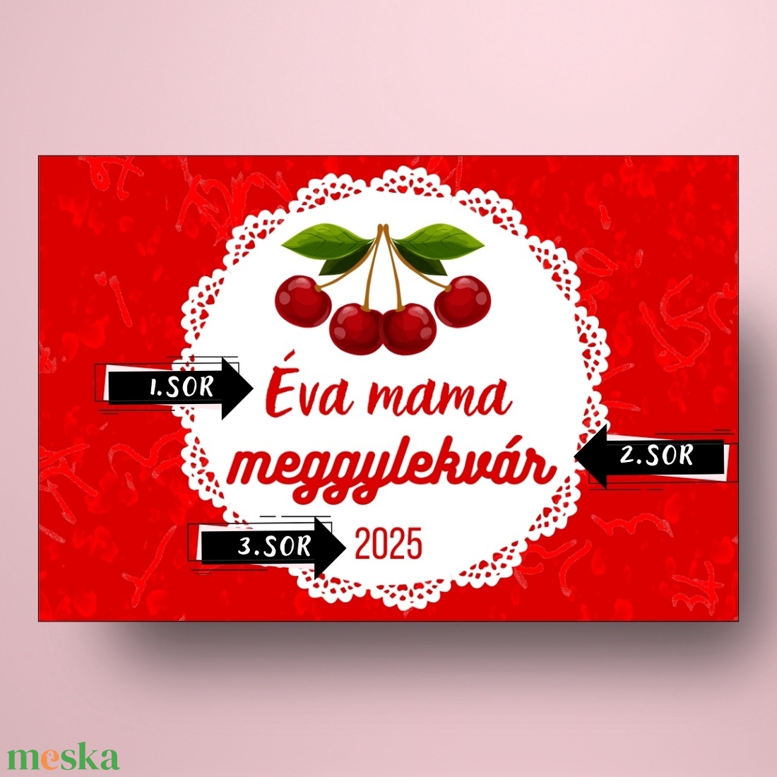 Meggylekvár - öntapadós üveg címke - meggy motívum csipke díszítéssel - élelmiszer - lekvár - Meska.hu Meggylekvár - öntapadós üveg címke - meggy motívum csipke díszítéssel - élelmiszer - lekvár - Meska.hu
