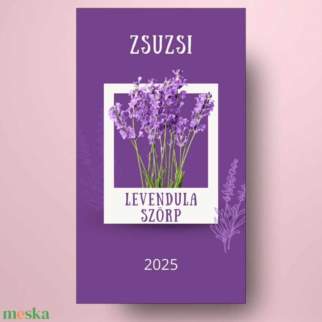 Levendulaszörp - öntapadós üveg címke - fehér keretben levendulával - élelmiszer - szörp - Meska.hu Levendulaszörp - öntapadós üveg címke - fehér keretben levendulával - élelmiszer - szörp - Meska.hu