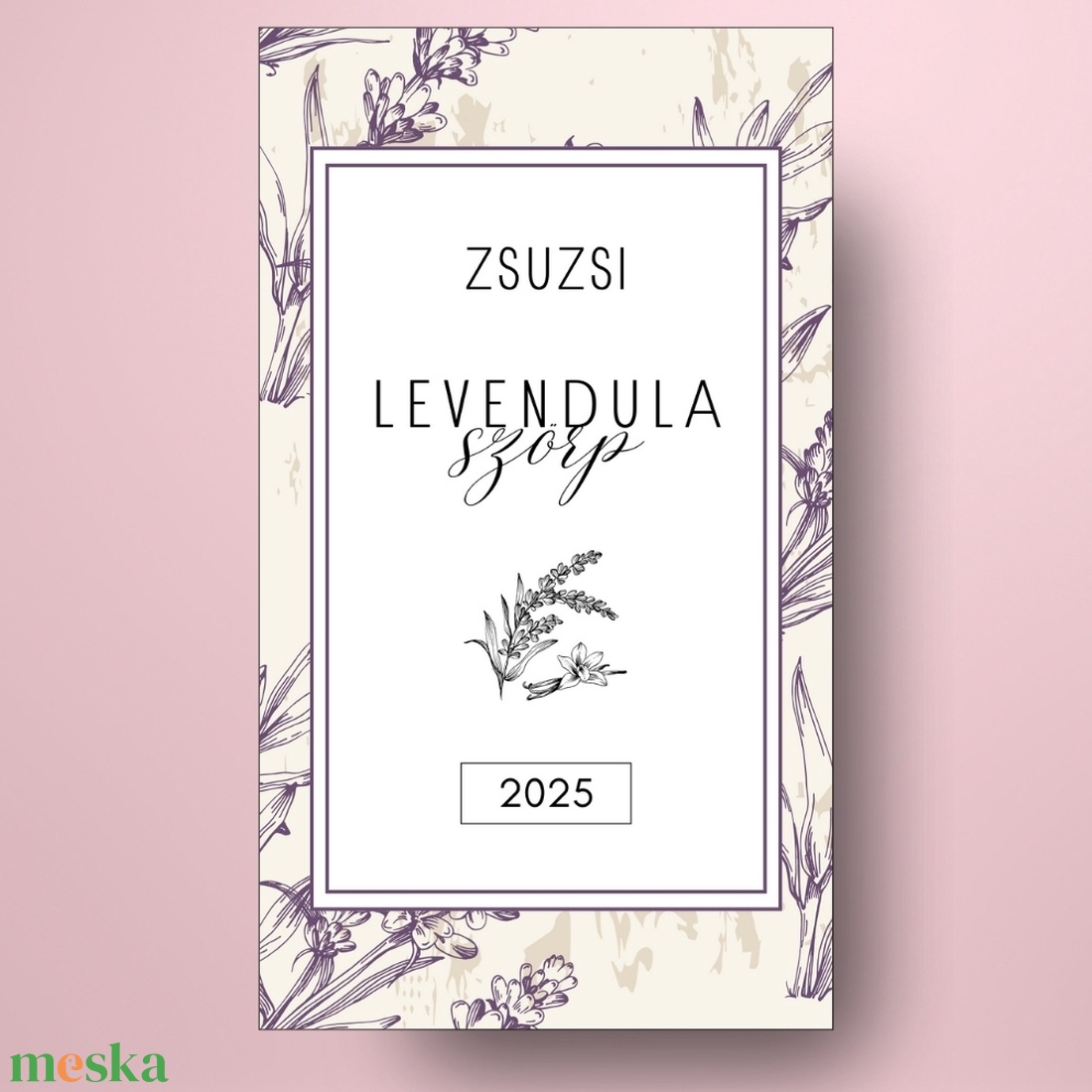 Levendulaszörp - öntapadós üveg címke - bézs alapon kézzel rajzolt levendulával - élelmiszer - szörp - Meska.hu Levendulaszörp - öntapadós üveg címke - bézs alapon kézzel rajzolt levendulával - élelmiszer - szörp - Meska.hu