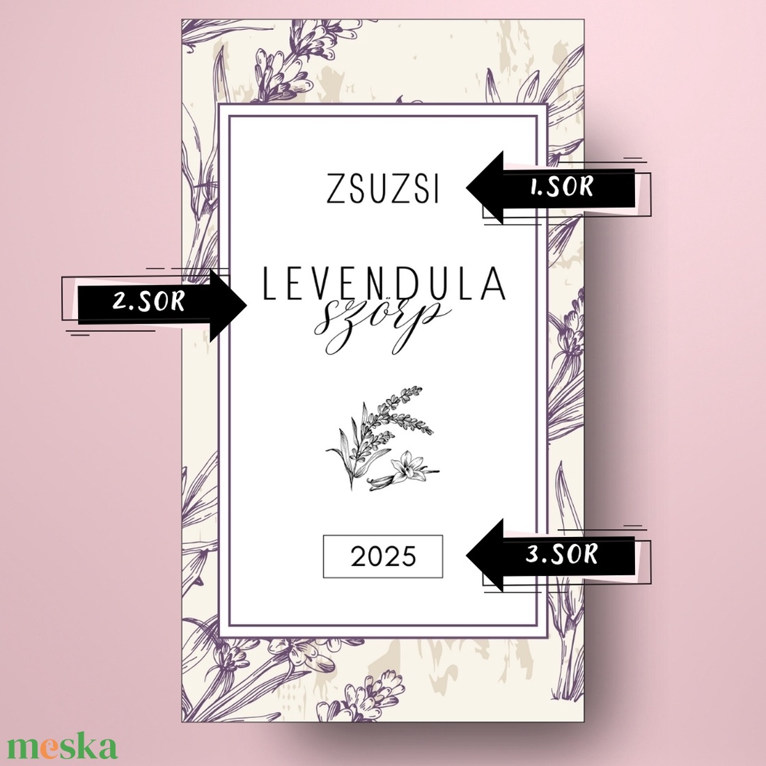 Levendulaszörp - öntapadós üveg címke - bézs alapon kézzel rajzolt levendulával - élelmiszer - szörp - Meska.hu Levendulaszörp - öntapadós üveg címke - bézs alapon kézzel rajzolt levendulával - élelmiszer - szörp - Meska.hu