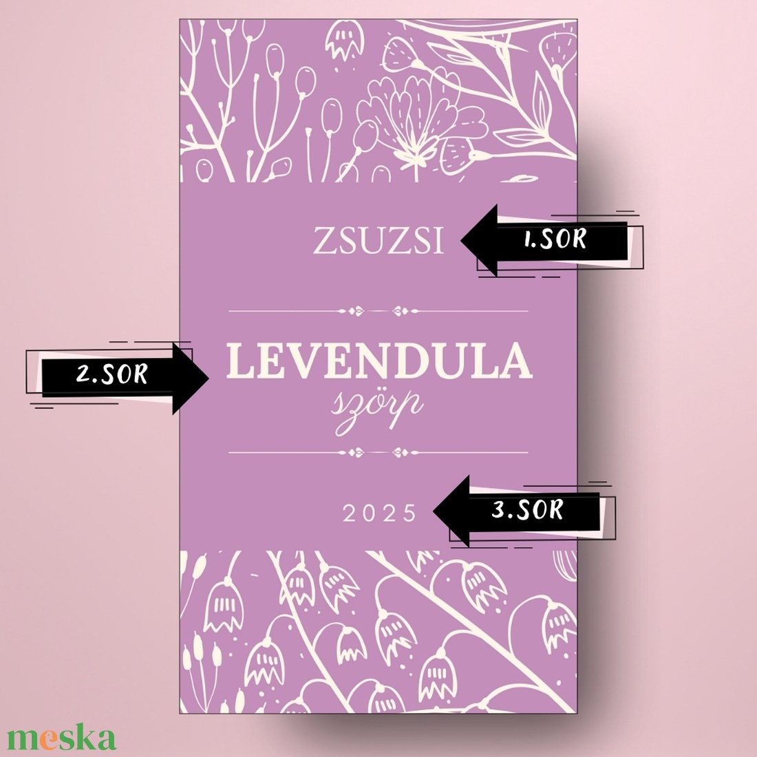 Levendulaszörp - öntapadós üveg címke - lila alapon virágokkal - élelmiszer - szörp - Meska.hu Levendulaszörp - öntapadós üveg címke - lila alapon virágokkal - élelmiszer - szörp - Meska.hu