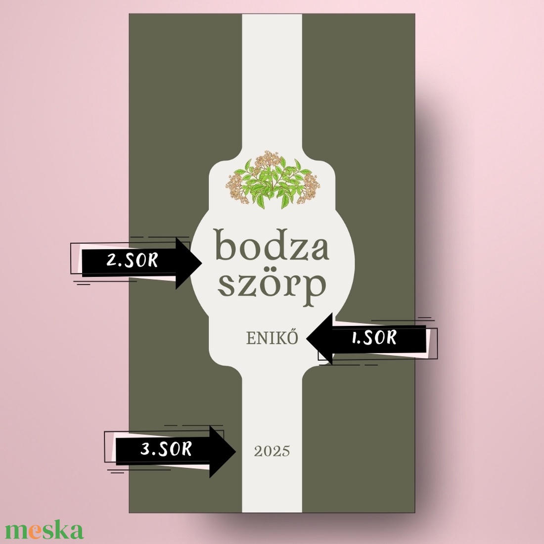 Bodzaszörp - öntapadós üveg címke - sötétzöld alapon szalaggal - élelmiszer - szörp - Meska.hu Bodzaszörp - öntapadós üveg címke - sötétzöld alapon szalaggal - élelmiszer - szörp - Meska.hu
