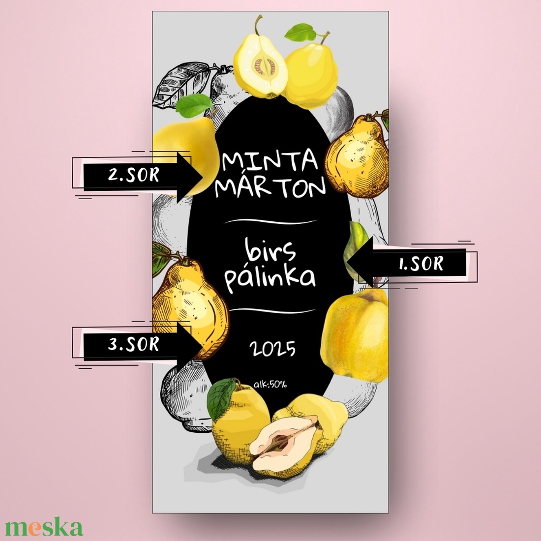 Birs pálinka - öntapadós üveg címke - modern birs rajzokkal - élelmiszer - alkoholos italok - Meska.hu Birs pálinka - öntapadós üveg címke - modern birs rajzokkal - élelmiszer - alkoholos italok - Meska.hu